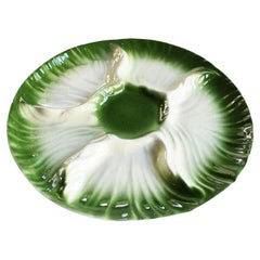 Retro Round MCM Cabbageware or Lettuceware Bok Choy Ceramic Serving Platter in Green