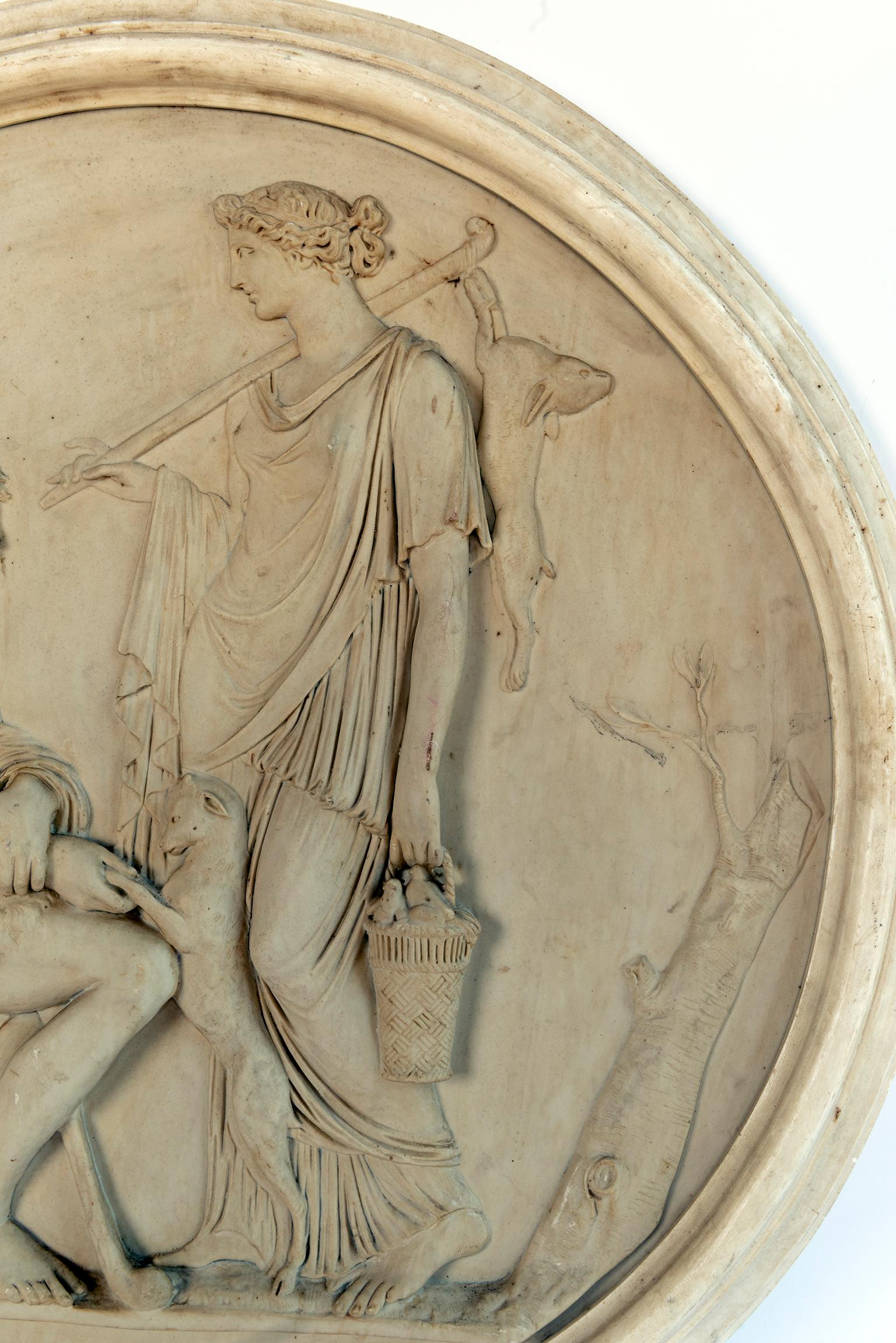 Round Medallion Synthetic Plaster of Greek Mythological Figures In Good Condition In Washington, DC