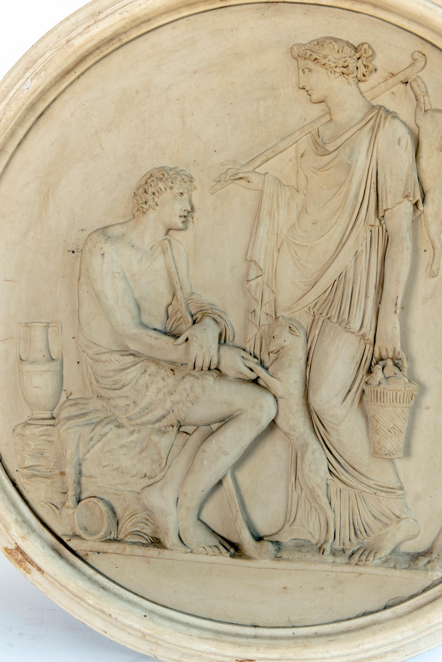 19th Century Round Medallion Synthetic Plaster of Greek Mythological Figures