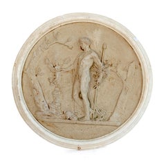 Round Medallion Synthetic Plaster Panel of a Greek Mythological God and Goddess