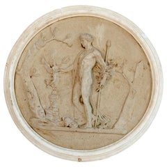 Round Medallion Synthetic Plaster Panel of a Greek Mythological God and Goddess