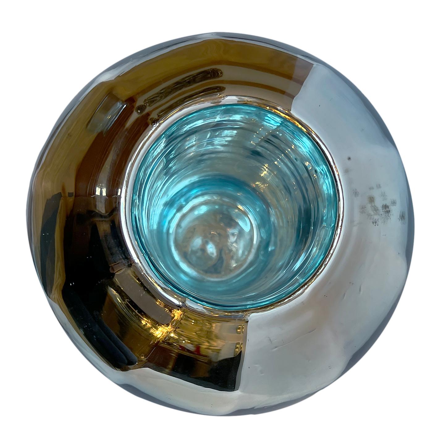 French Round Mercury Glass Vase