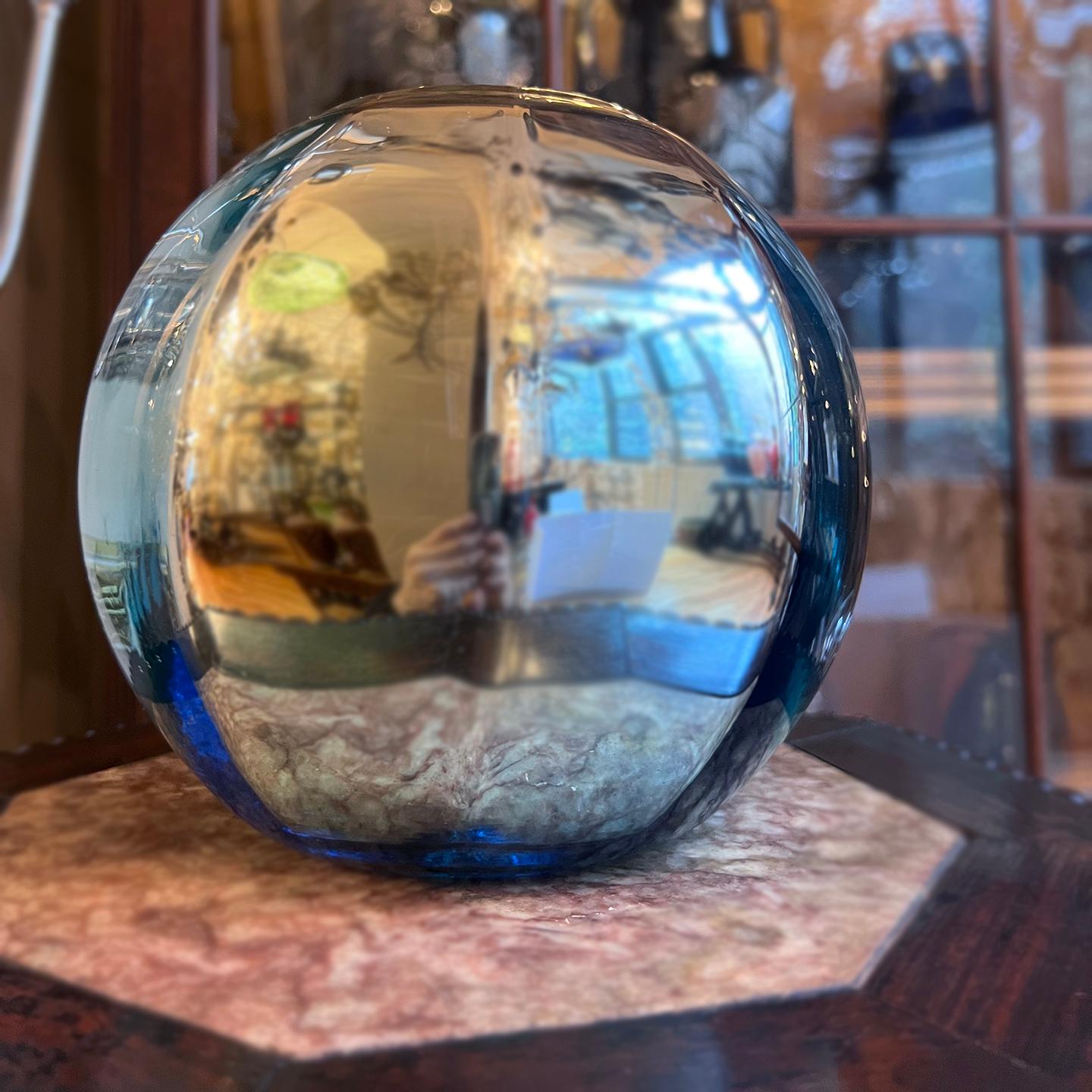 Round Mercury Glass Vase In Good Condition In New York, NY