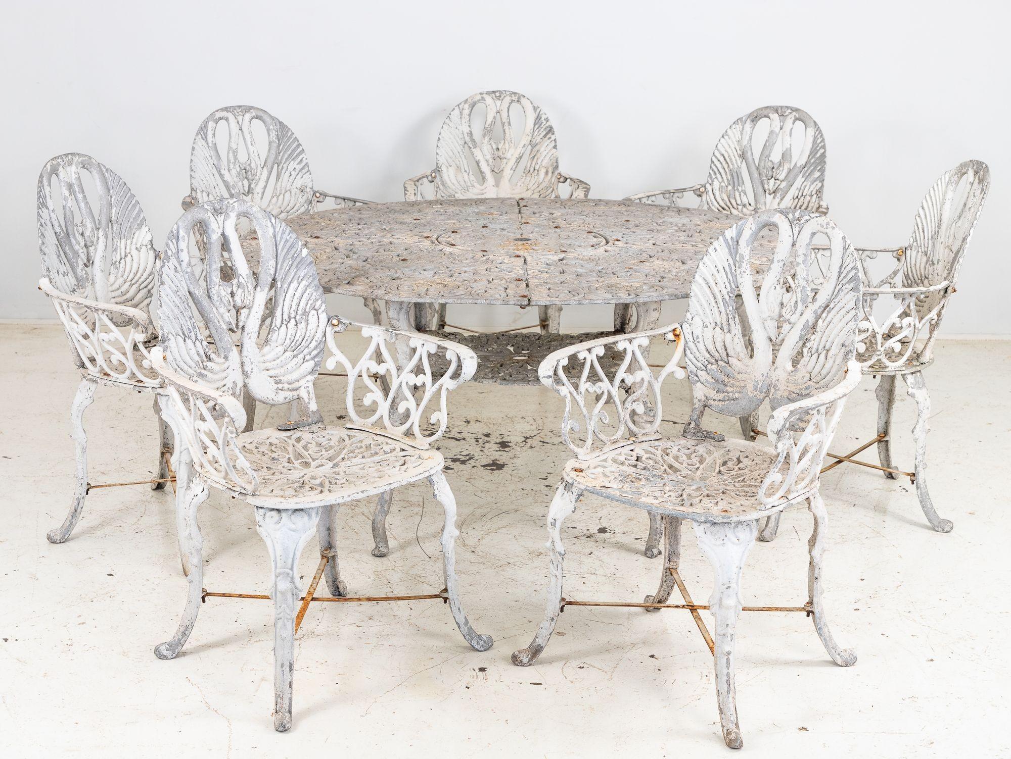 Swedish Round Metal Acanthus Leaf Motif Garden Table, Sweden 1960s For Sale