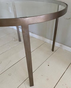 Round Metal and Glass Top Dining or Conference Table