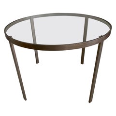 Round Metal and Glass Top Dining or Conference Table
