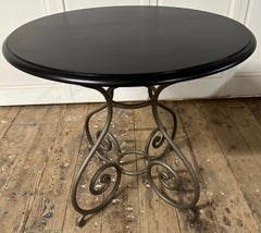Round Metal Bistro Table with Wood Top