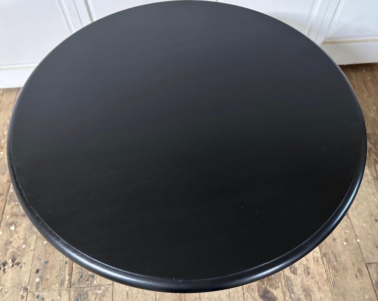 20th Century Round Metal Bistro Table with Wood Top For Sale