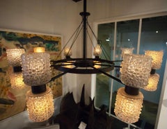 Round Metal Chandelier with Glass Shades