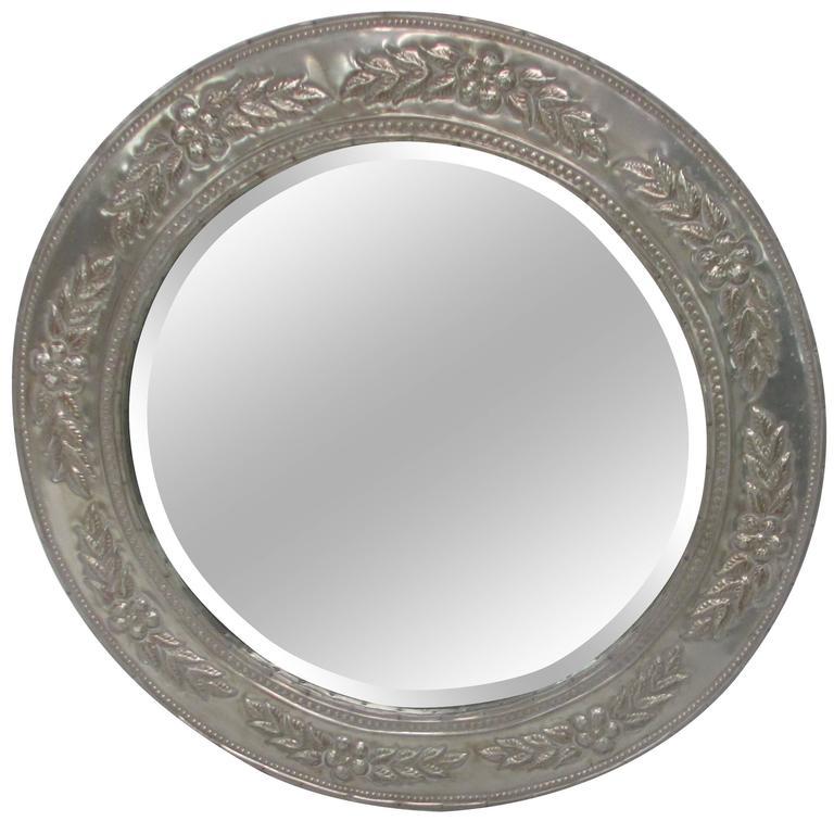 American Round Metal-Clad Mirror For Sale