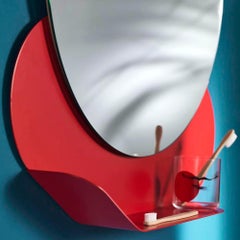 21st century Original "Round" Metal Mirror with Shelf