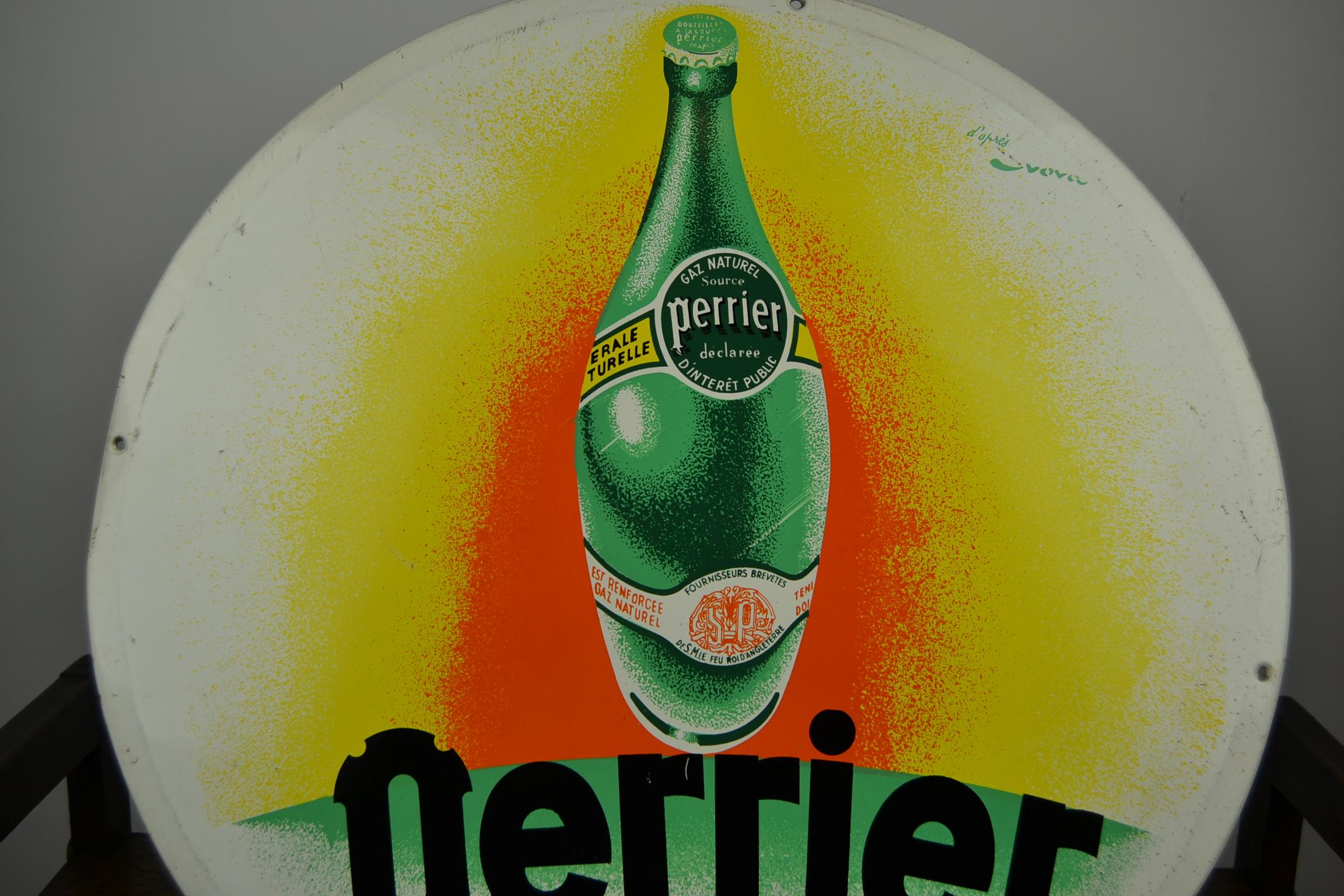 Rundes Metall-Wandschild:: Soda Perrier:: Nova:: Neuhaus:: 1970er Jahre (20. Jahrhundert)