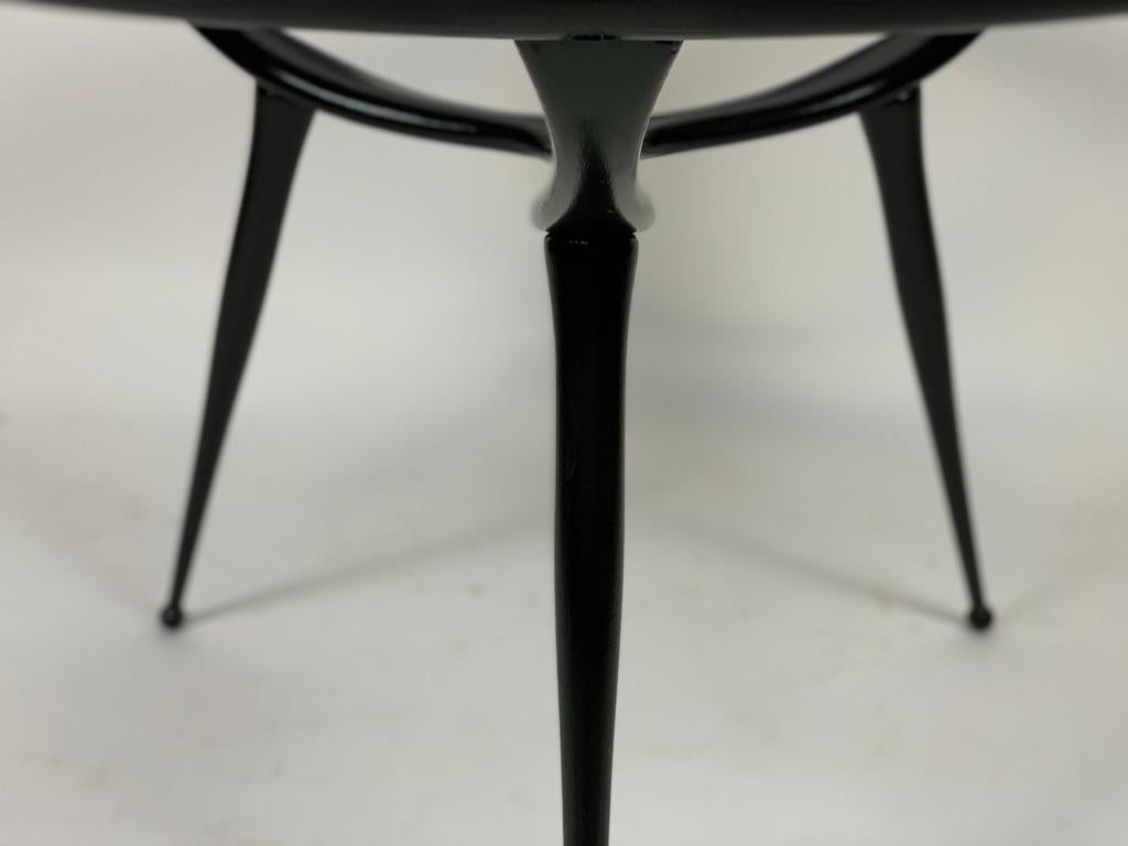Round Mid Century Black Laquered Three Legs Side Table 11