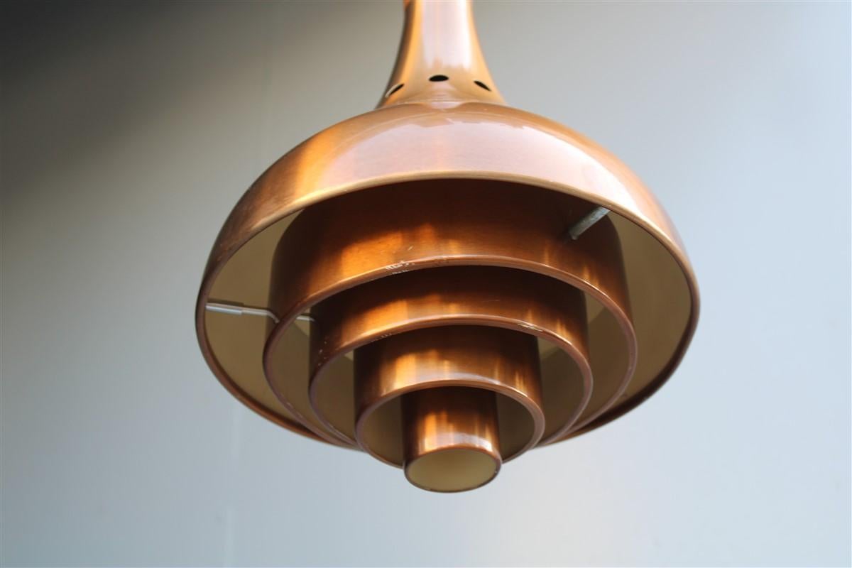Round Midcentury Copper Ceiling Lamp Minimal Sculptures Lumi Milano, 1950s For Sale 5