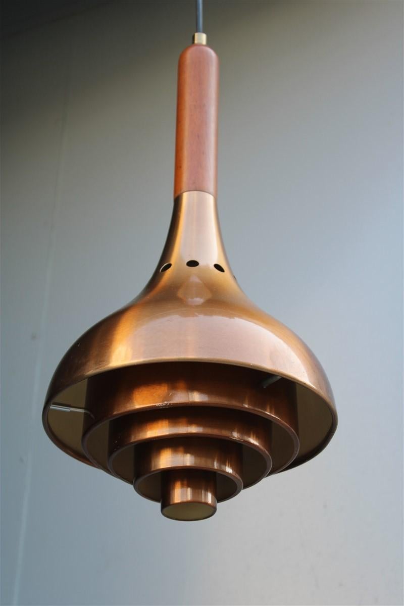 Mid-Century Modern Round Midcentury Copper Ceiling Lamp Minimal Sculptures Lumi Milano, 1950s For Sale