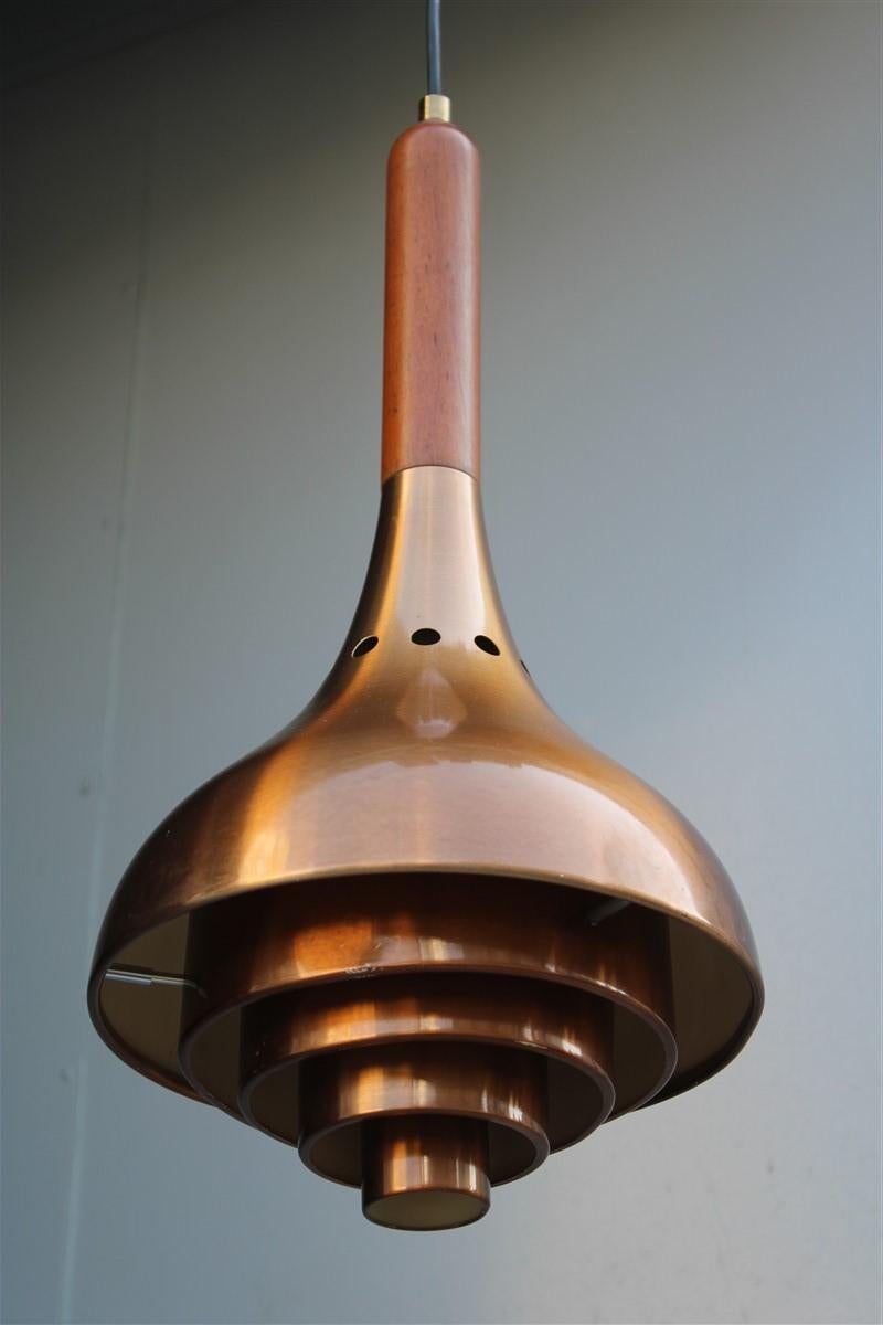 Round Midcentury Copper Ceiling Lamp Minimal Sculptures Lumi Milano, 1950s In Good Condition For Sale In Palermo, Sicily