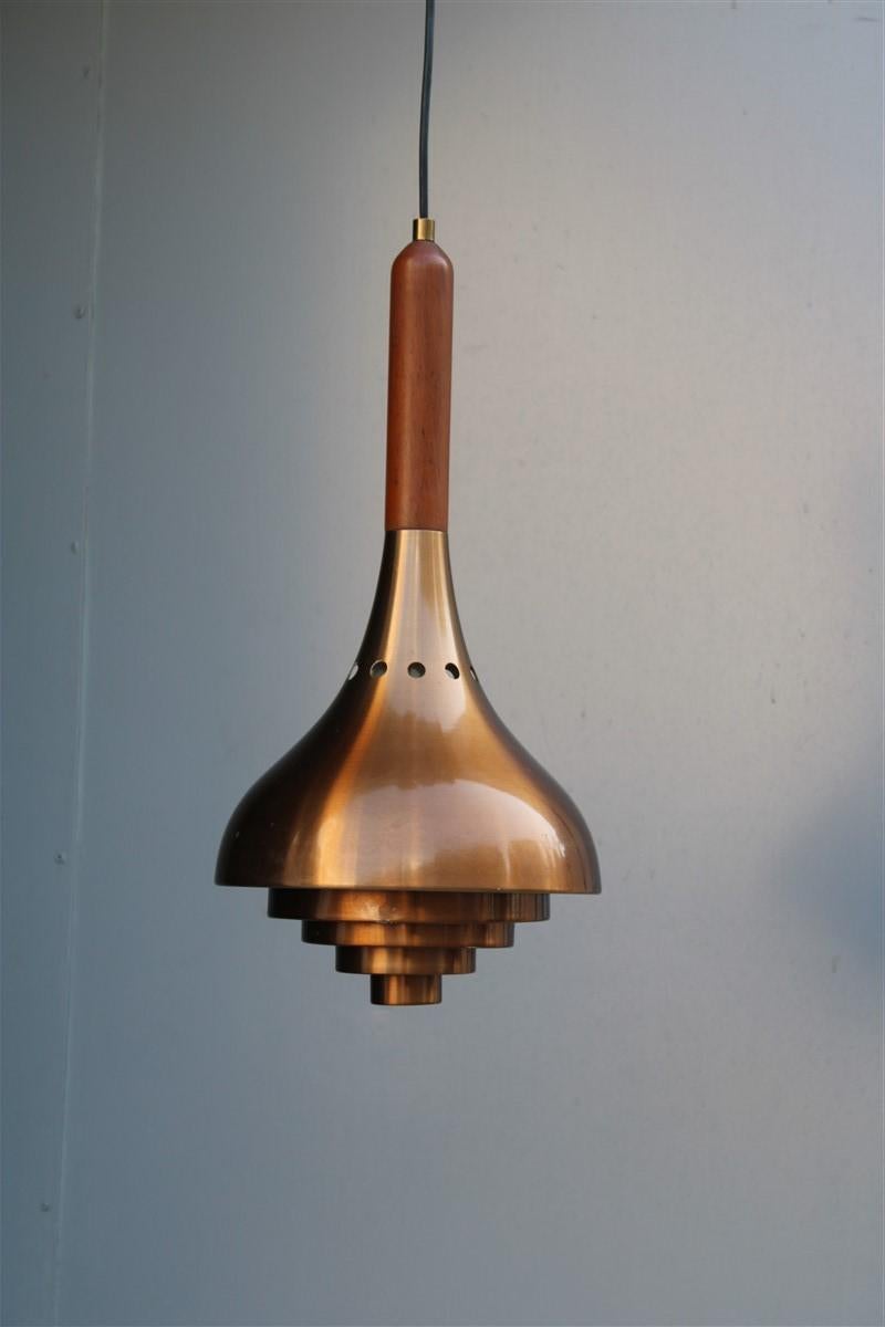 Mid-20th Century Round Midcentury Copper Ceiling Lamp Minimal Sculptures Lumi Milano, 1950s For Sale