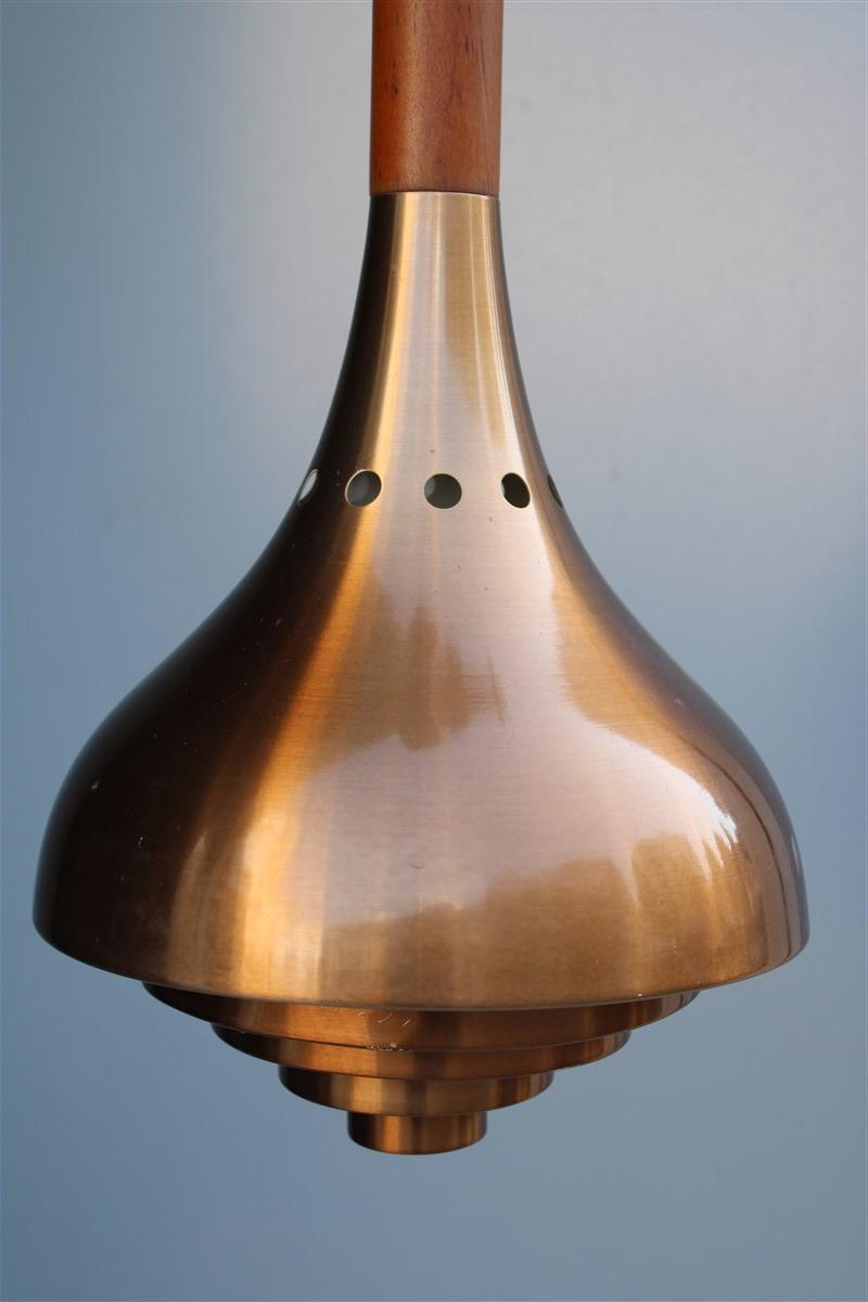 Round Midcentury Copper Ceiling Lamp Minimal Sculptures Lumi Milano, 1950s For Sale 1