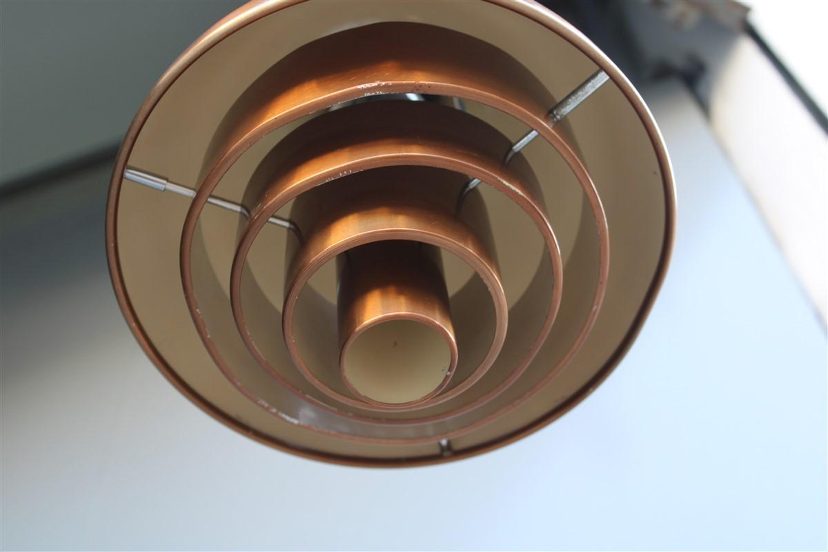 Round Midcentury Copper Ceiling Lamp Minimal Sculptures Lumi Milano, 1950s For Sale 2