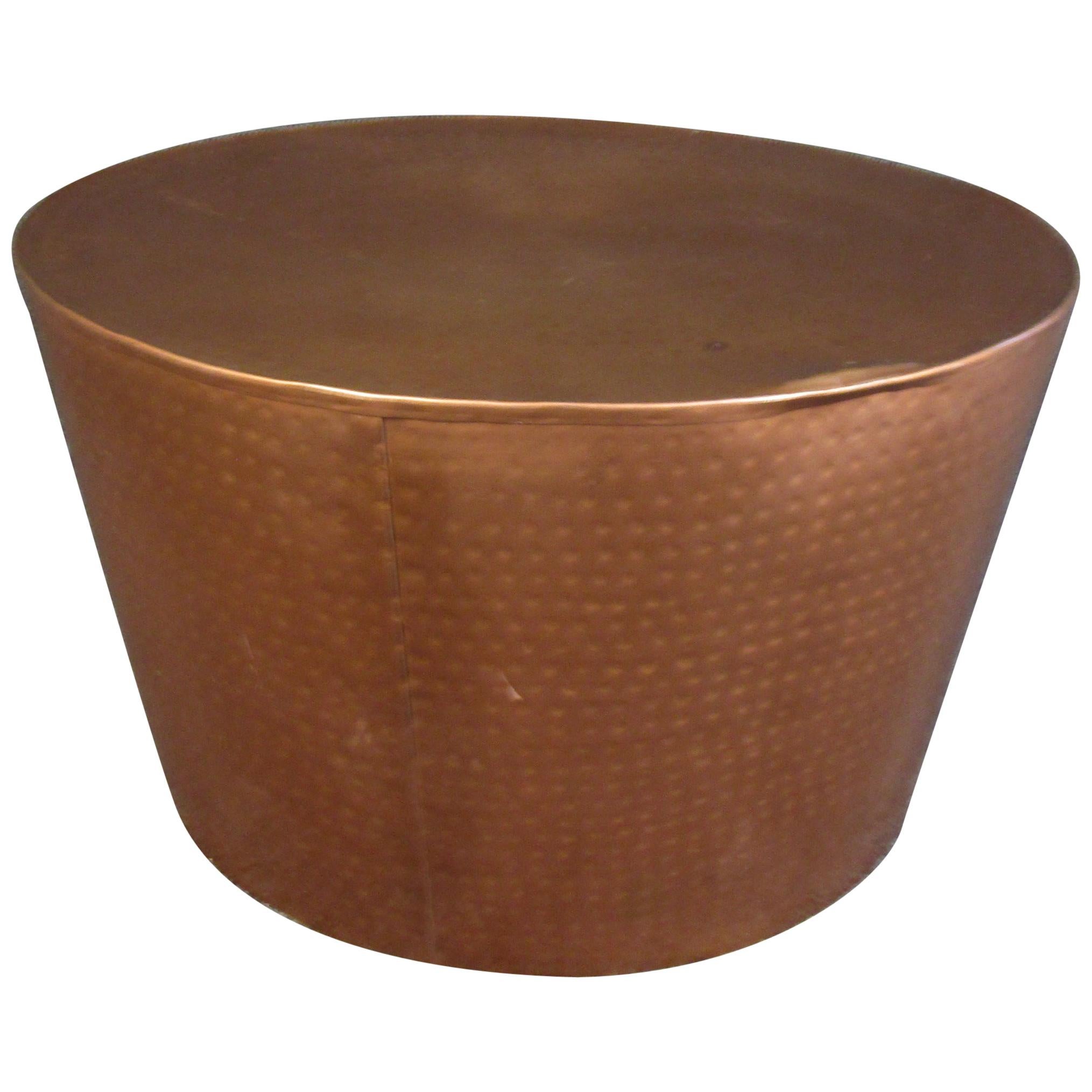 Round Mid-Century Copper Side Table For Sale