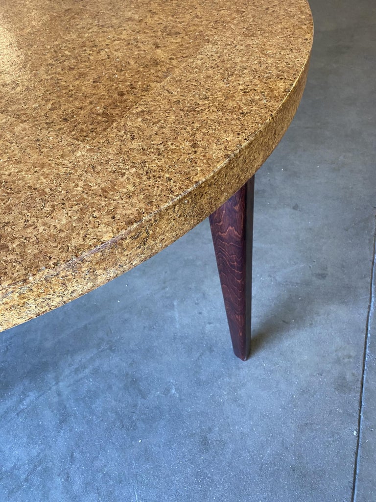 Round MidCentury Cork Top Dining Table w/ Knife Legs by Paul Frankl