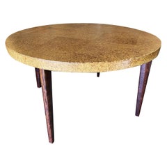 Round Mid-Century Cork Top Dining Table w/ Knife Legs by Paul Frankl