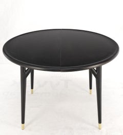Round Mid Century Ebonized Oak Dining Table w/ Two Leafs Jack Van der Molen MINT