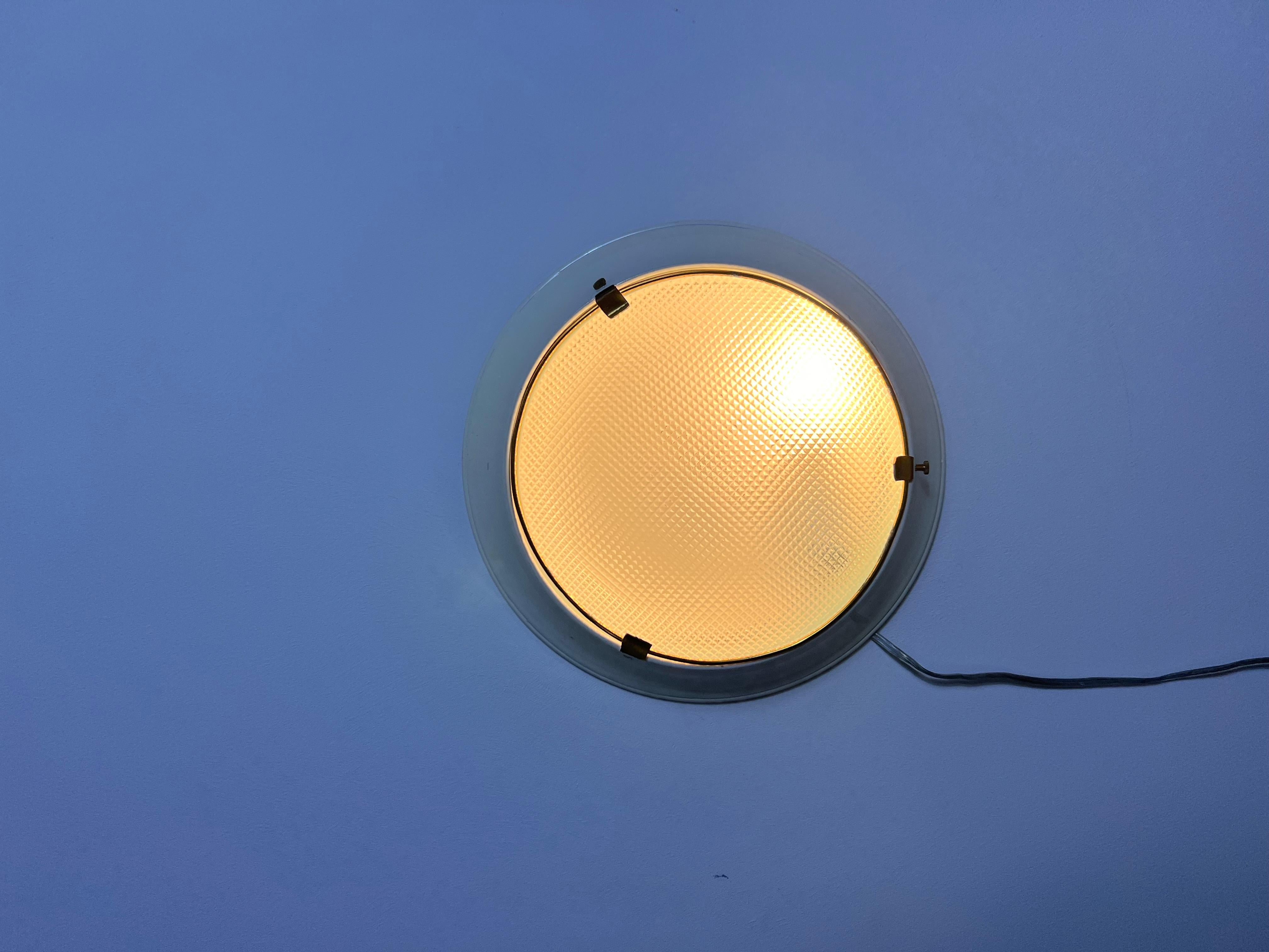 Brass Round Mid-Century Flush Mount by Stilnovo, 1960s, Italy For Sale