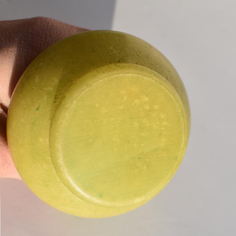 Mid-Century Modern Round Midcentury Green Alabaster Floral Hinged Trinket Box with Lid, Italy