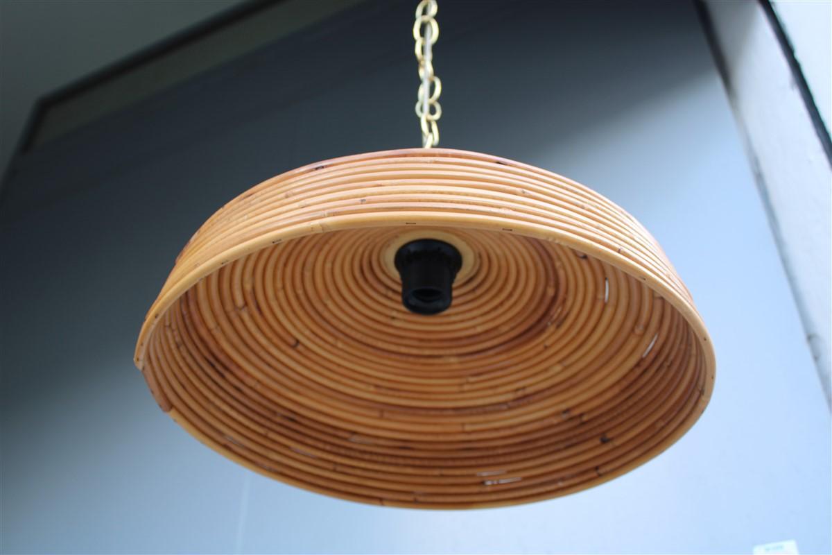 Mid-20th Century Round Mid Century Italian Chandelier Bamboo and Brass 1950s  For Sale