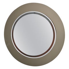 Round Midcentury Italian Mirror with Glass Frame