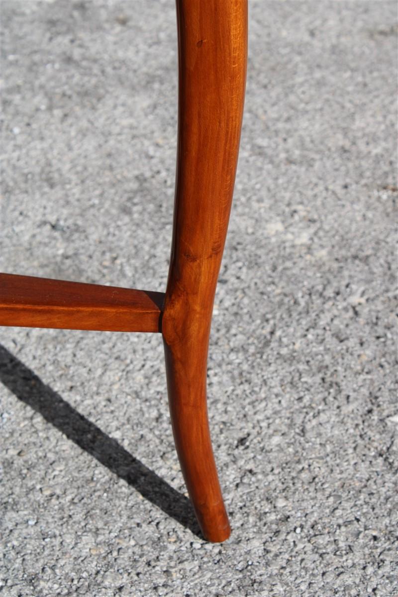Round Midcentury Italian Table Coffee Cherrywood Glass Top Cuved Wood In Good Condition For Sale In Palermo, Sicily