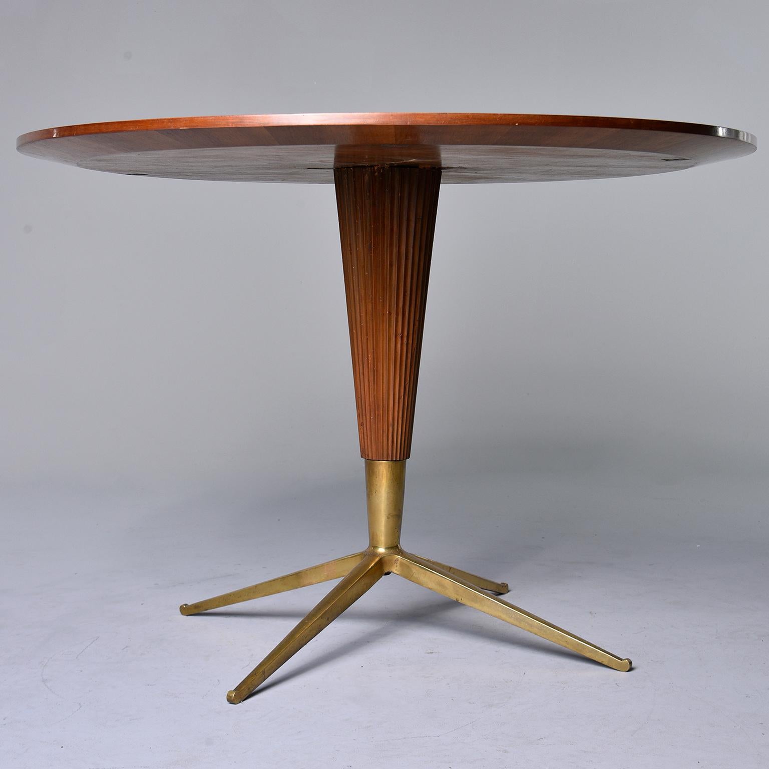 Mid-Century Modern Round Midcentury Italian Table with Brass Feet