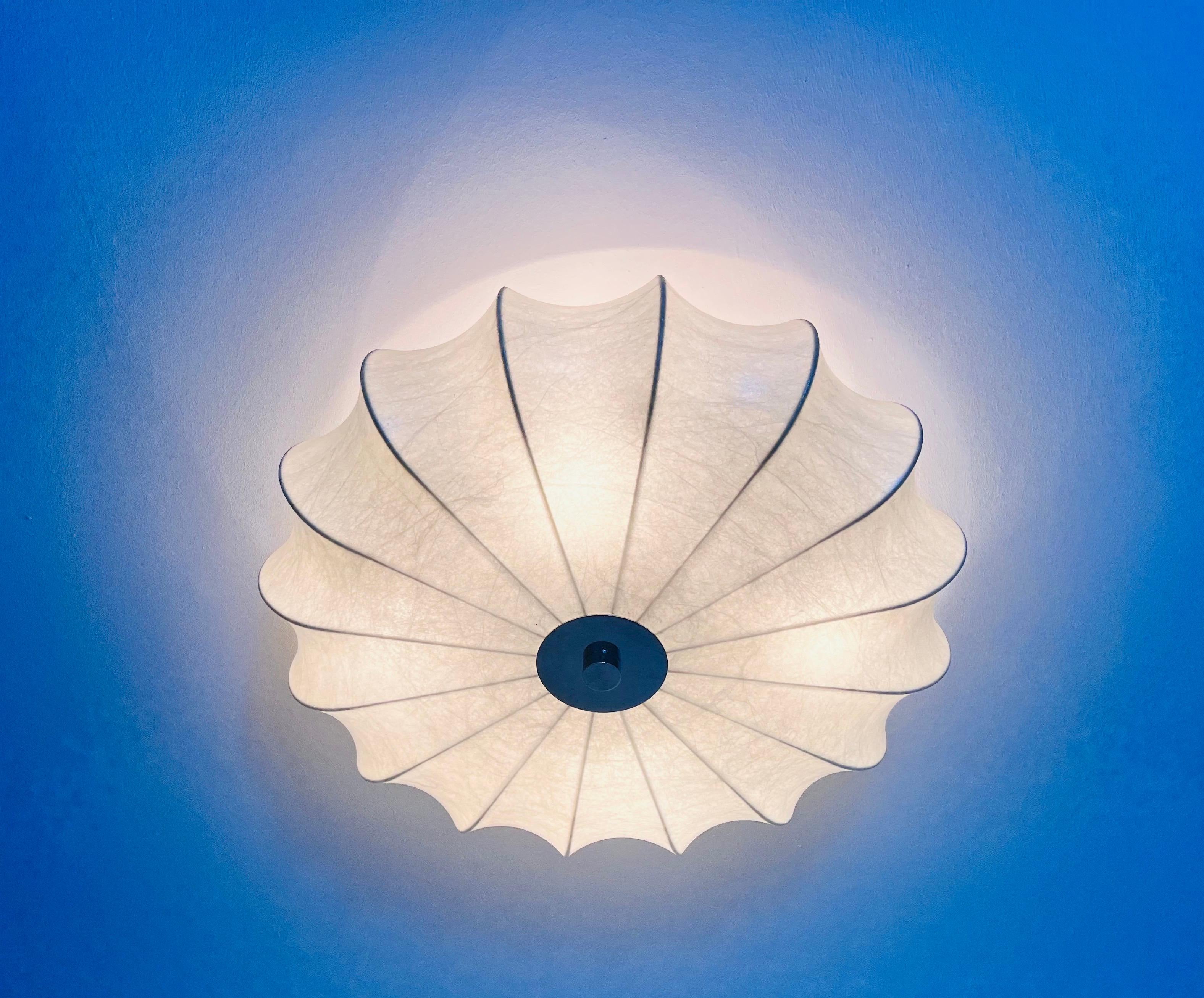 Round Mid-Century Modern Cocoon Flush Mount, 1960s, Italy 4