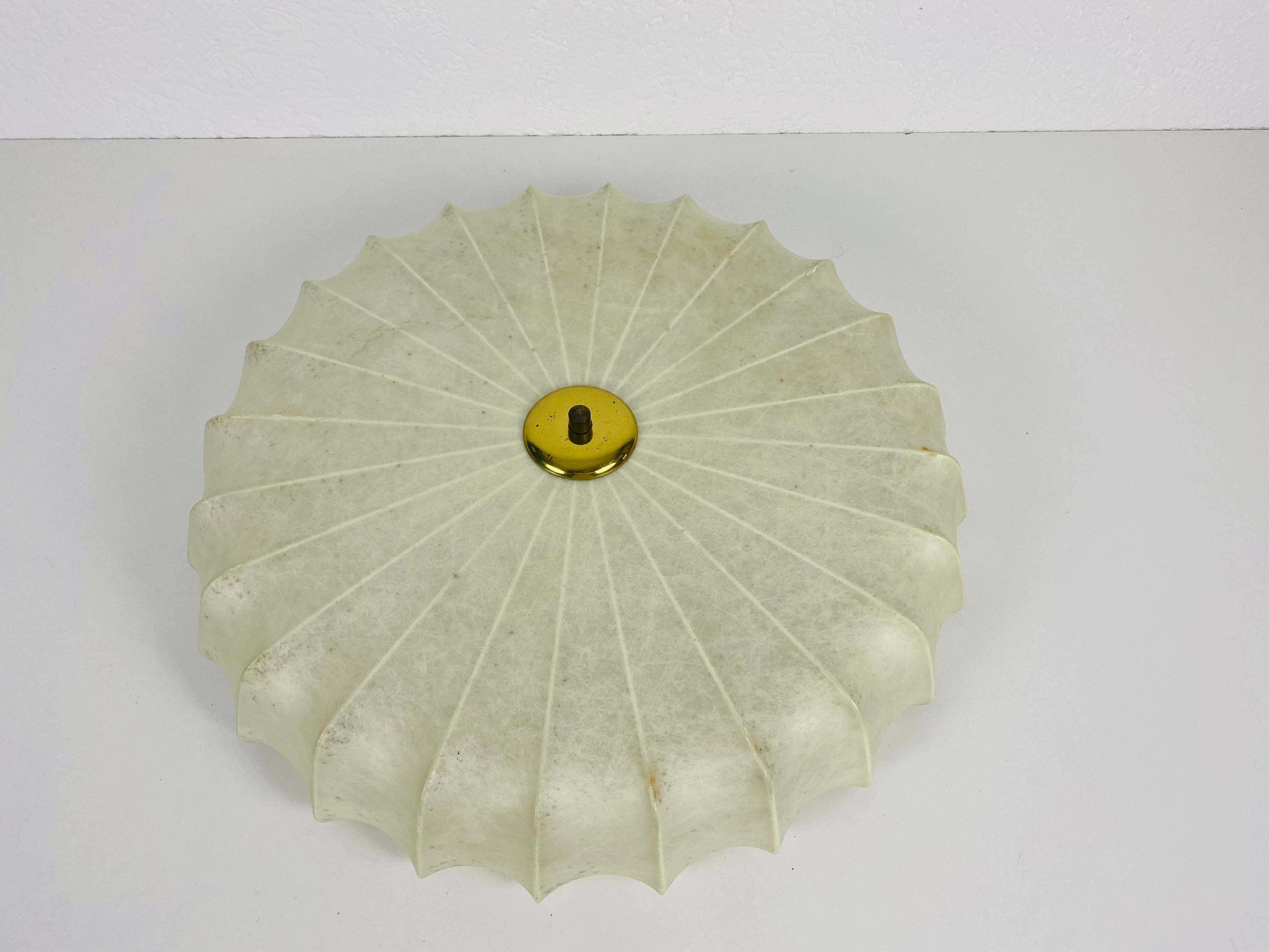 Round Mid-Century Modern Cocoon Flush Mount, 1960s, Italy 5