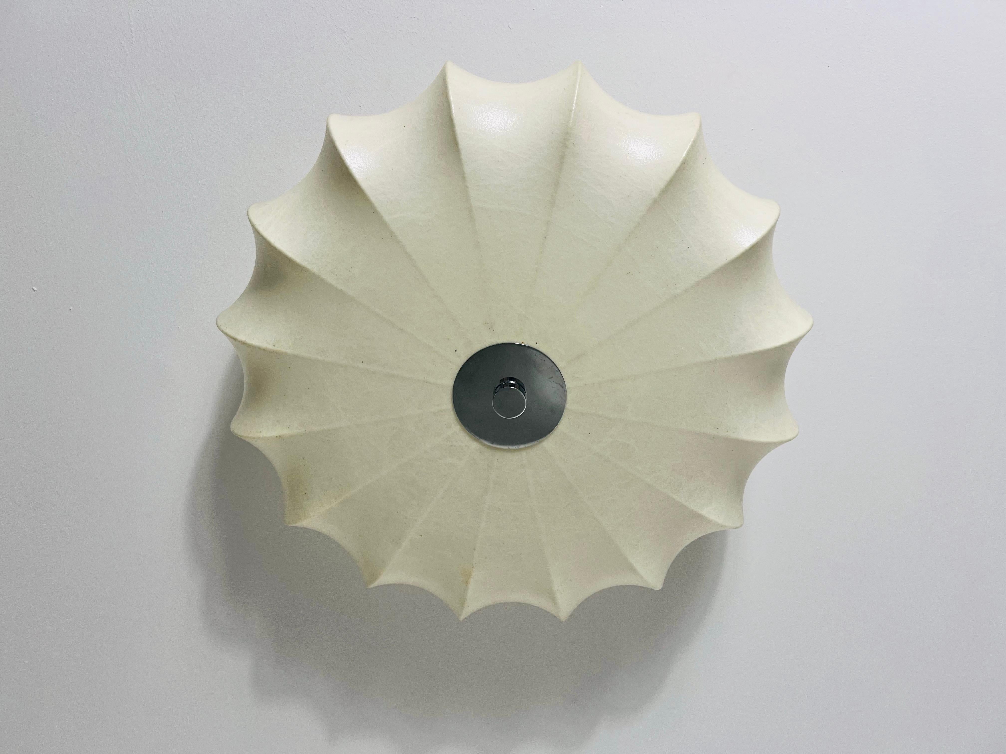 Italian Round Mid-Century Modern Cocoon Flush Mount, 1960s, Italy
