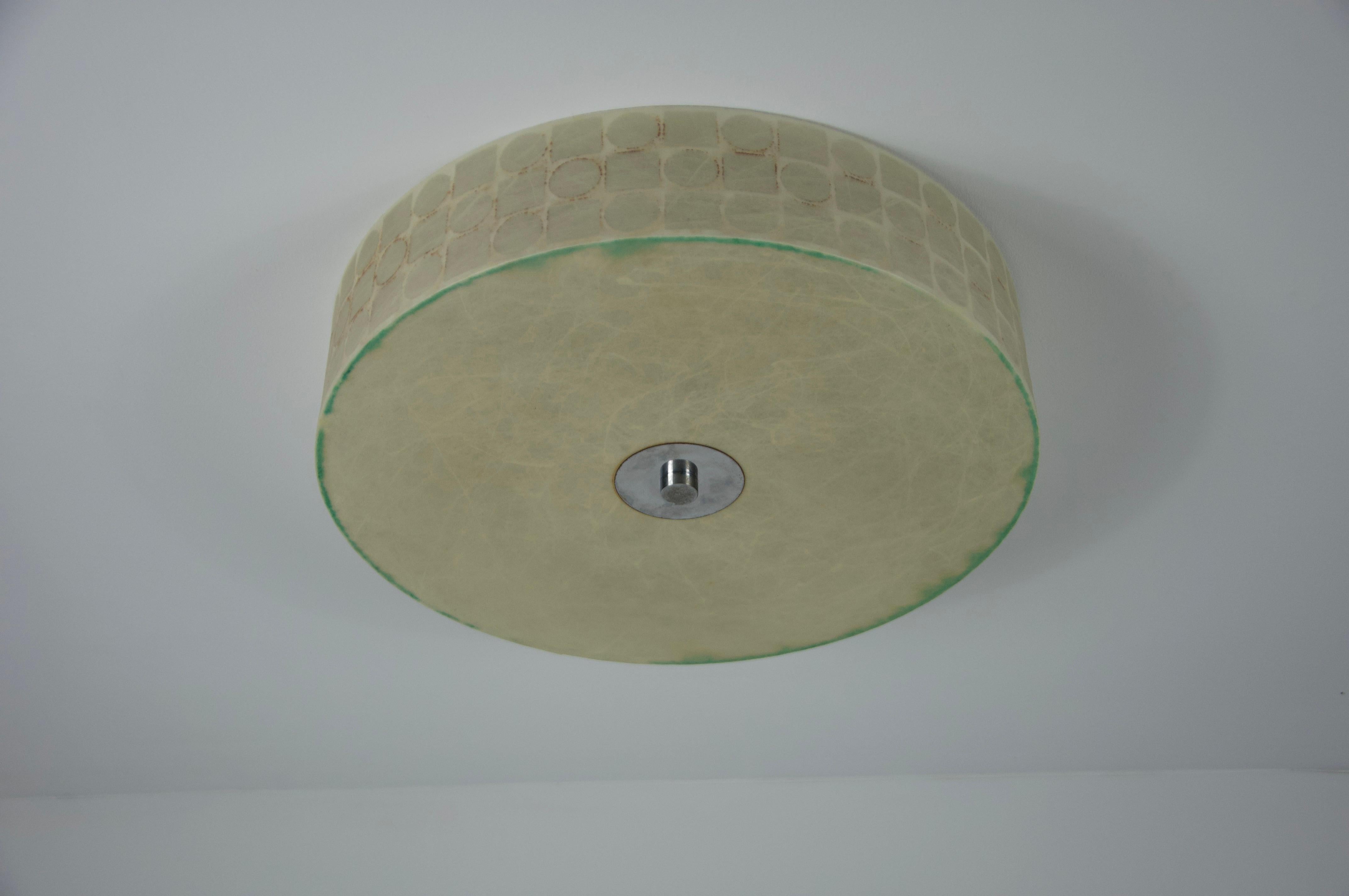 Italian Round Mid-Century Modern Cocoon Flush Mount, 1960s, Italy For Sale