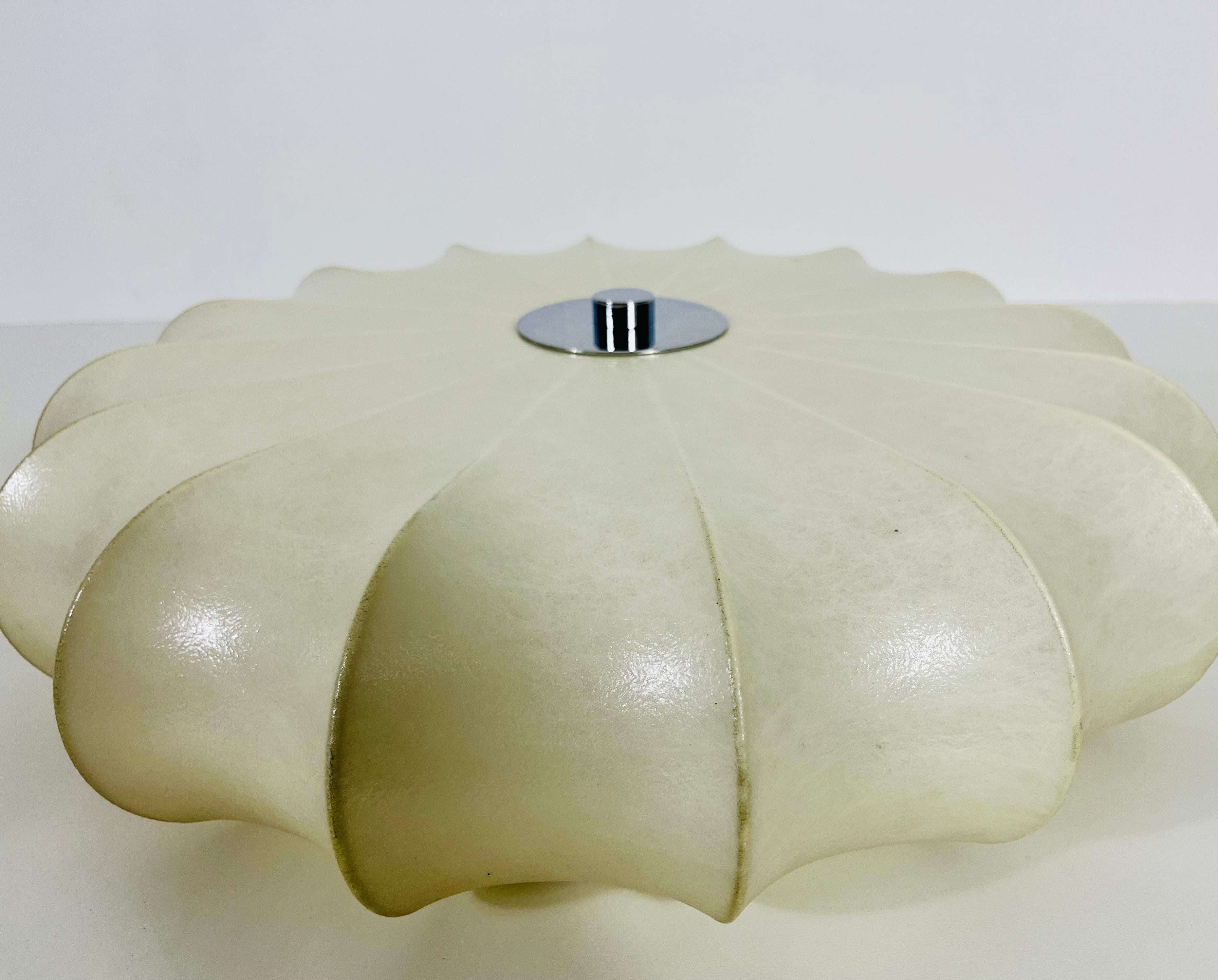 Italian Round Mid-Century Modern Cocoon Flush Mount, 1960s, Italy