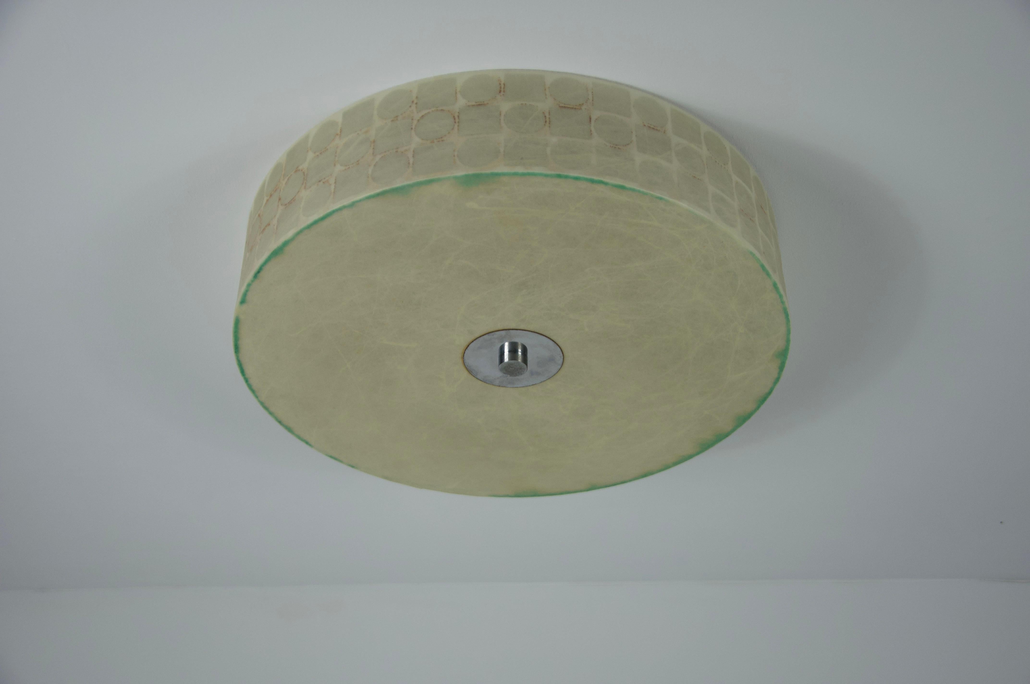Round Mid-Century Modern Cocoon Flush Mount, 1960s, Italy In Good Condition For Sale In Hagenbach, DE