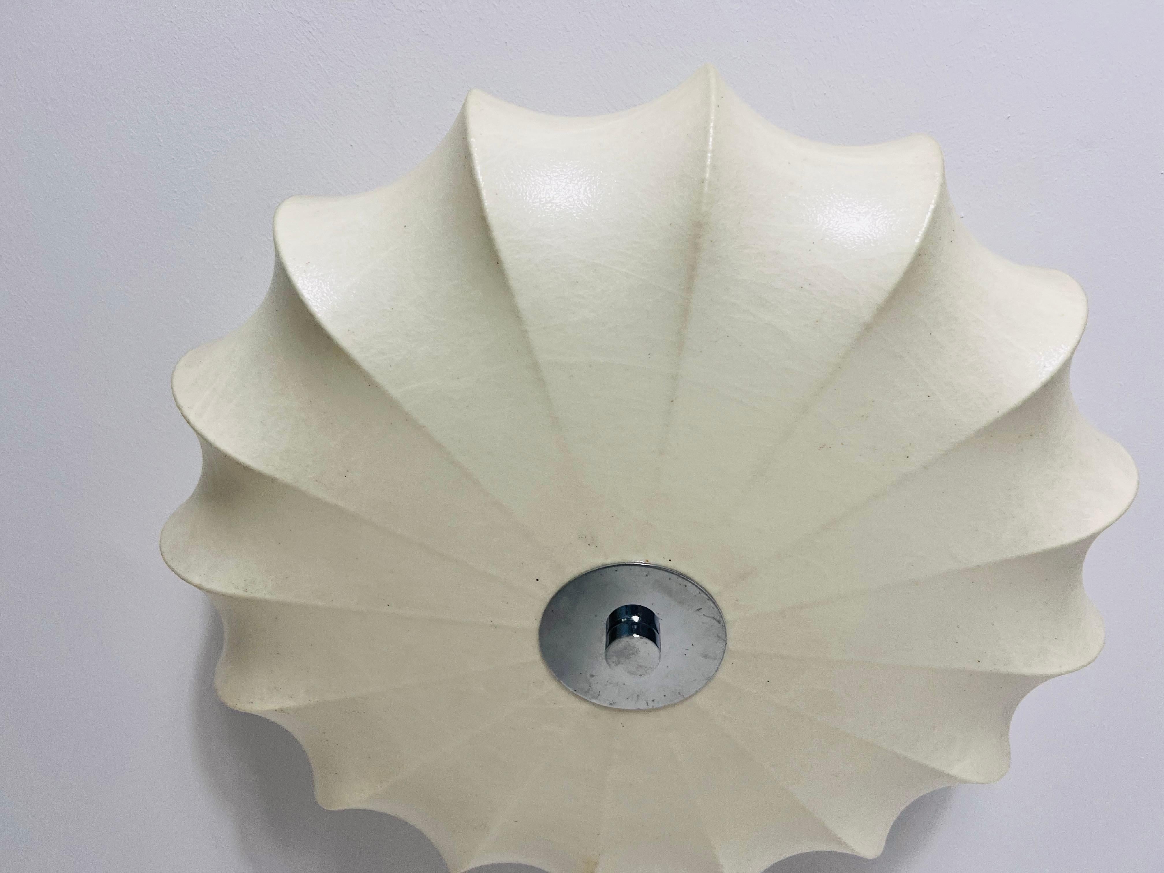 Synthetic Round Mid-Century Modern Cocoon Flush Mount, 1960s, Italy