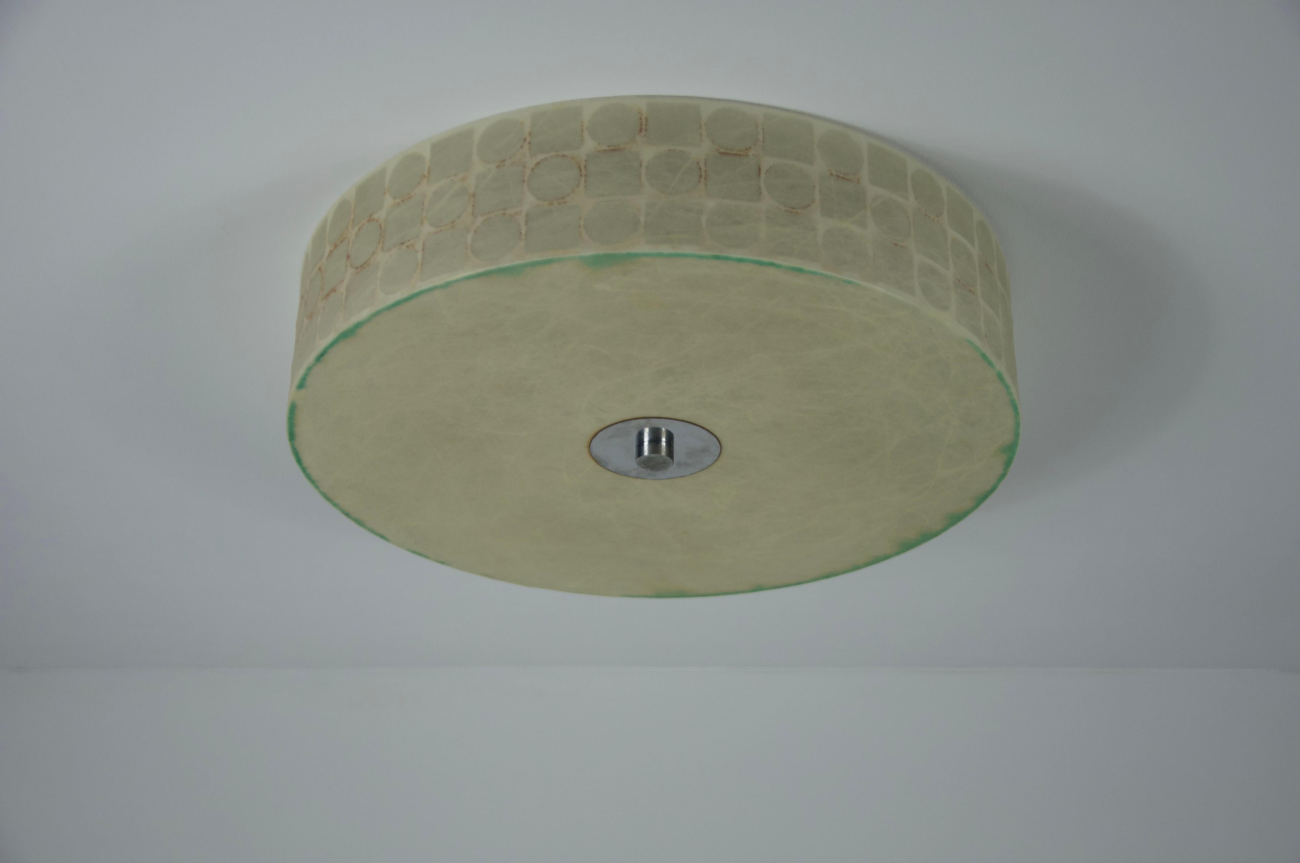 Synthetic Round Mid-Century Modern Cocoon Flush Mount, 1960s, Italy For Sale