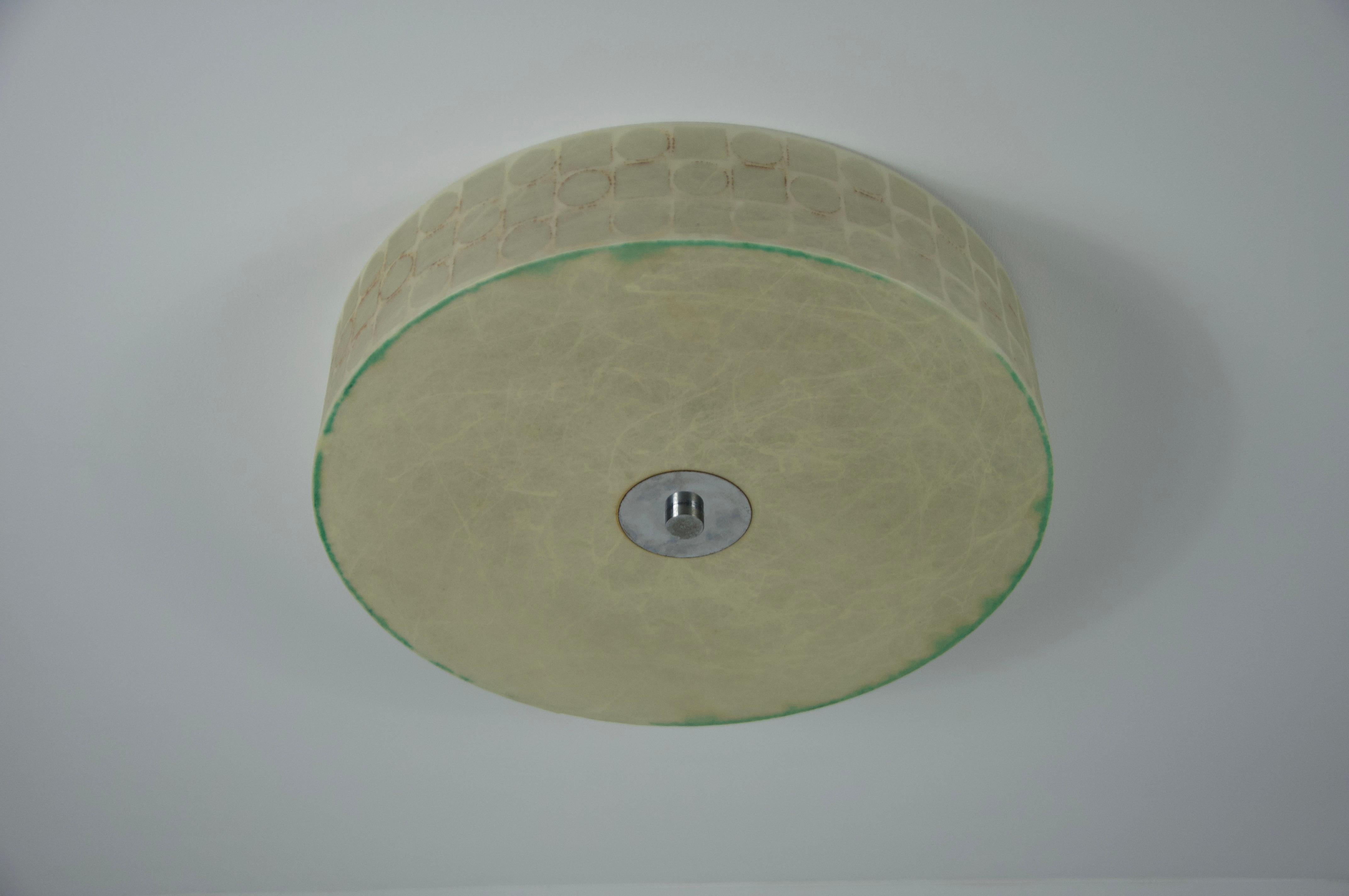 Round Mid-Century Modern Cocoon Flush Mount, 1960s, Italy For Sale 1