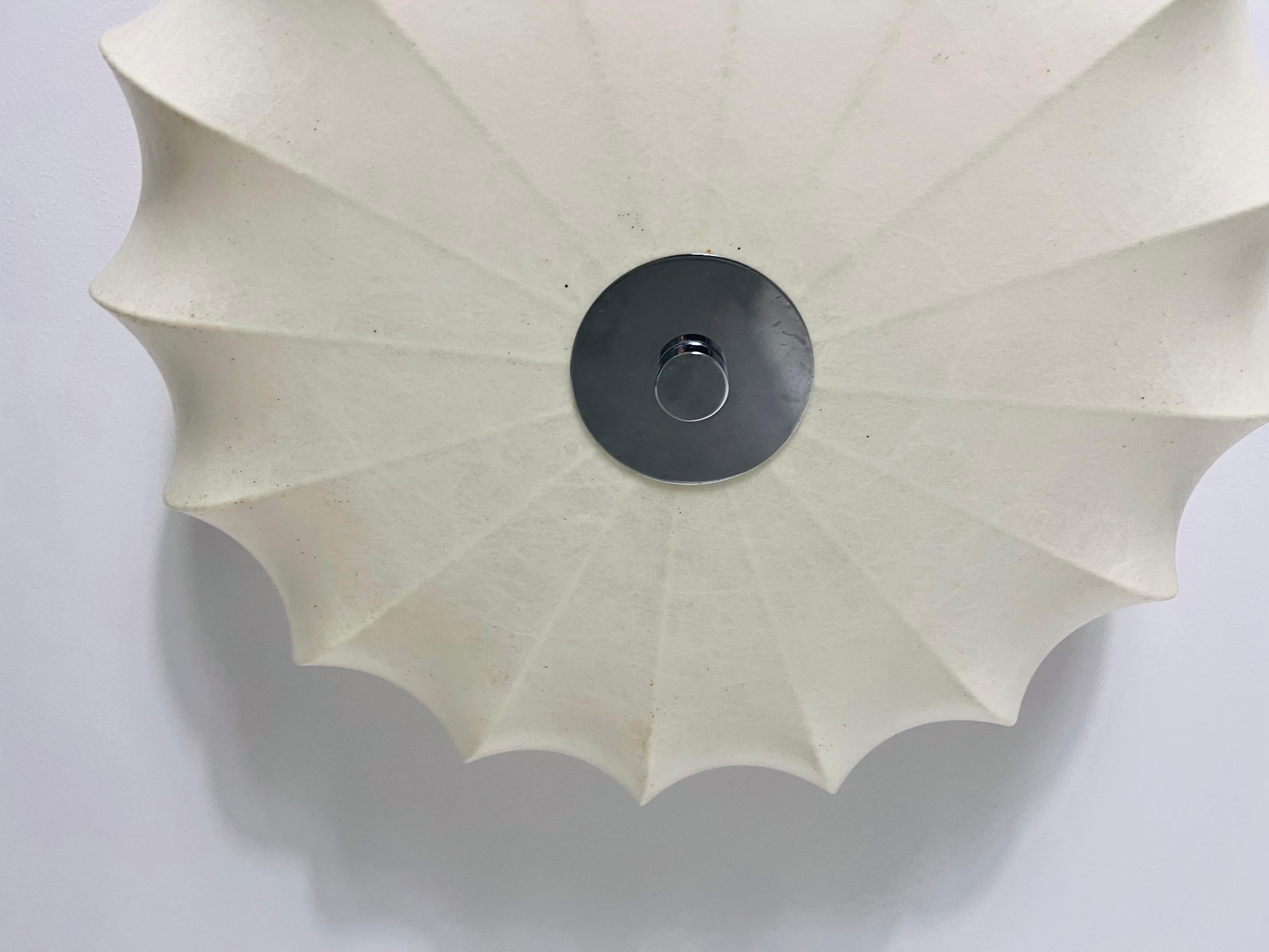 Round Mid-Century Modern Cocoon Flush Mount, 1960s, Italy 2