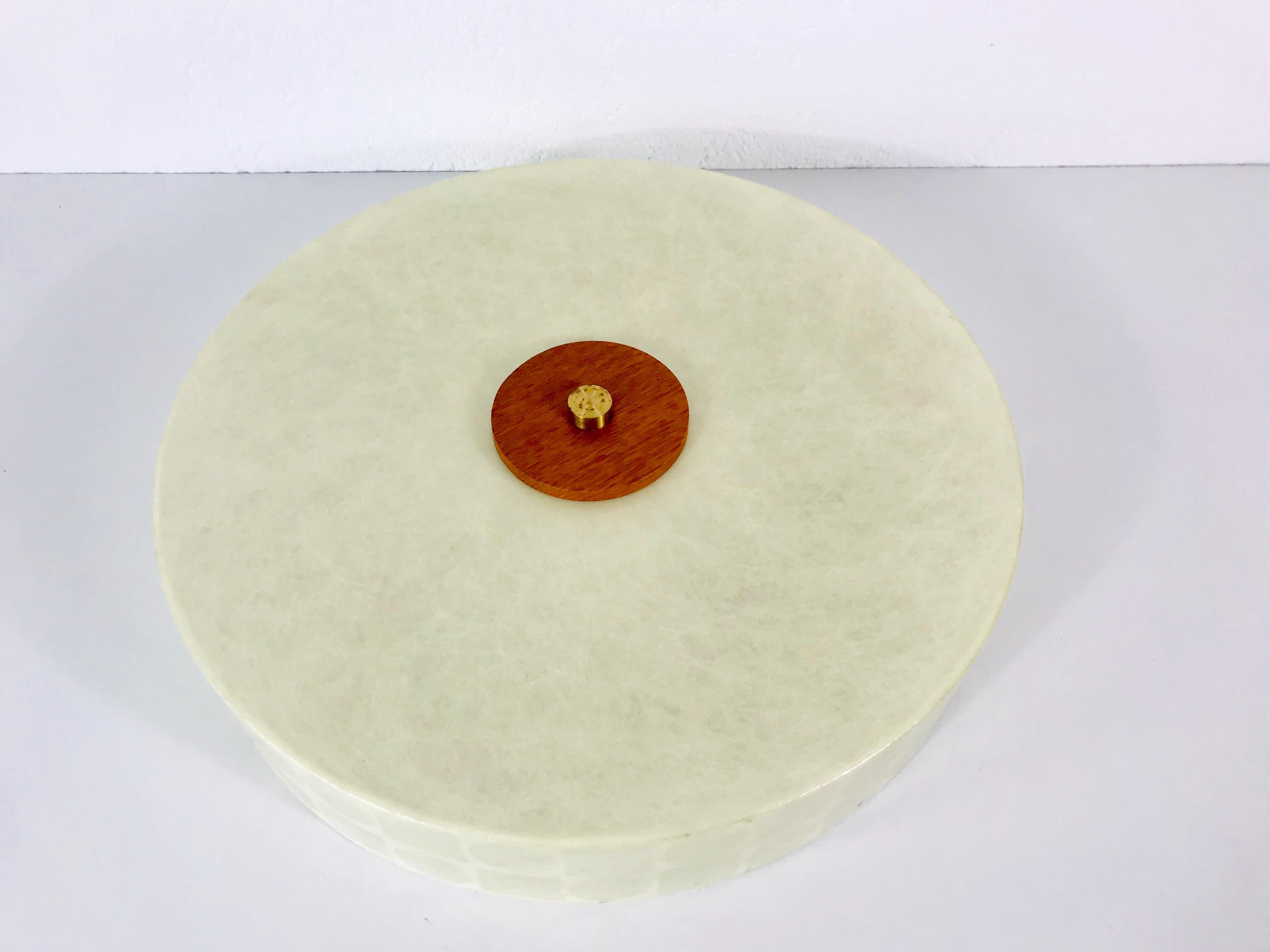 Round Mid-Century Modern Cocoon Flush Mount by Goldkant Leuchten, 1960s, Germany In Good Condition In Hagenbach, DE