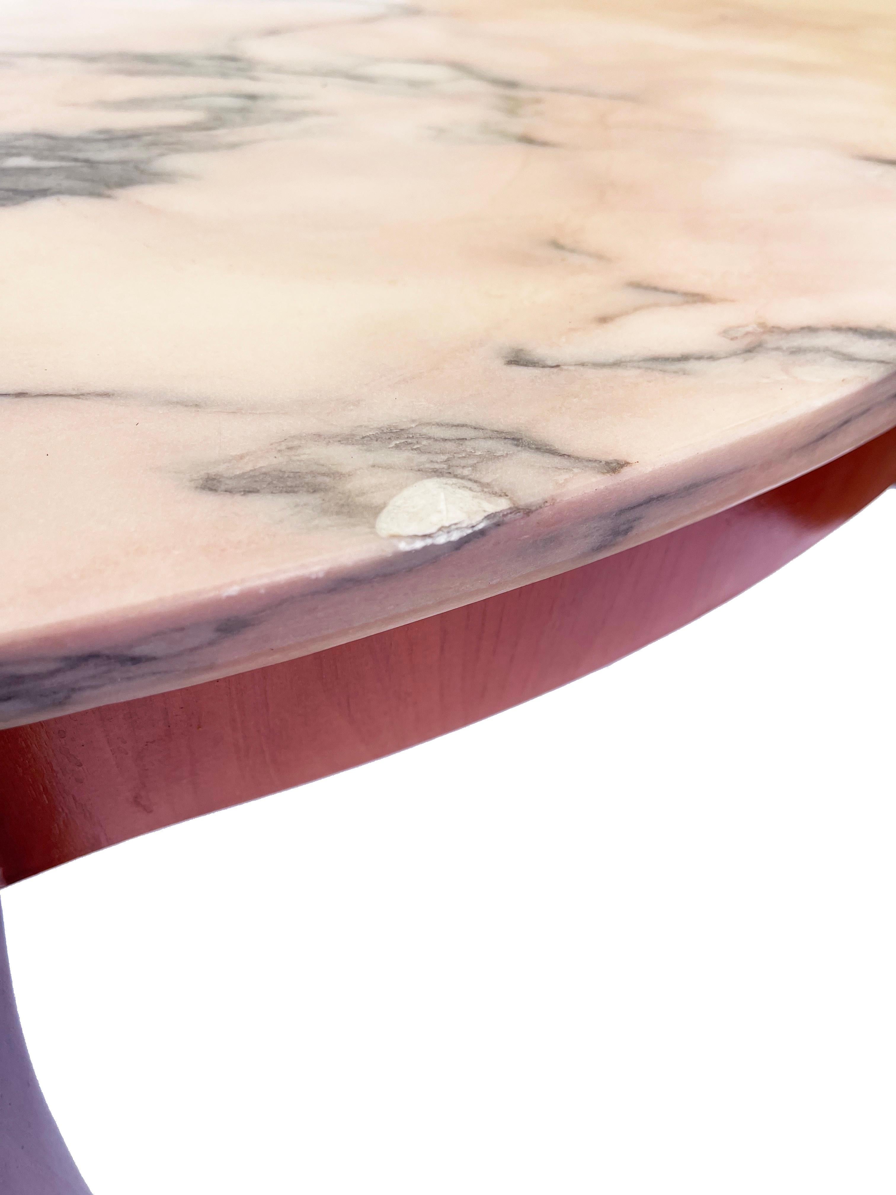 Round Mid-Century Modern Pink Marble Coffee Table, Porto Rosé, 1960s Germany For Sale 13