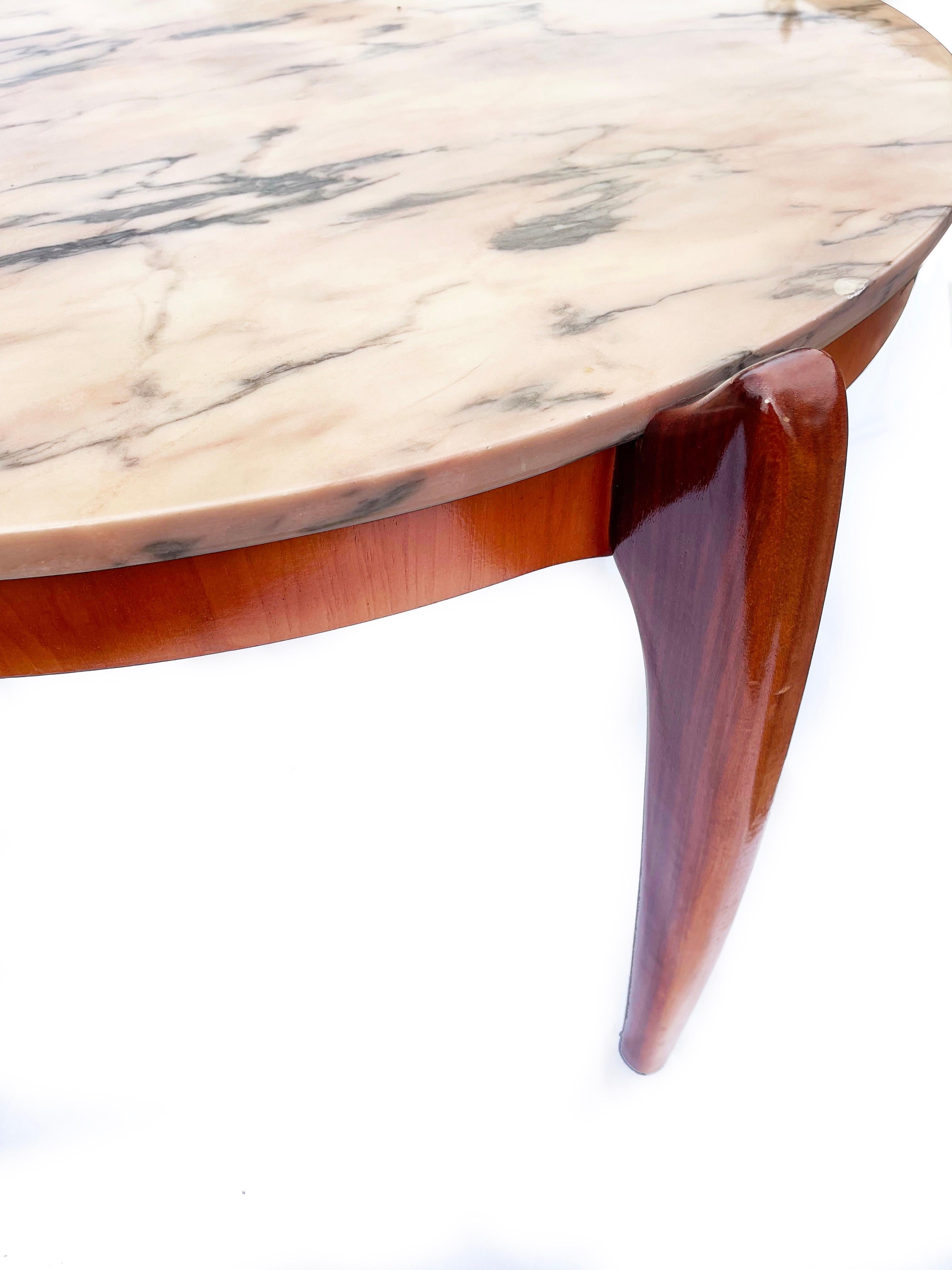 Round Mid-Century Modern Pink Marble Coffee Table, Porto Rosé, 1960s Germany For Sale 2
