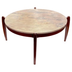 Round Mid-Century Modern Pink Marble Coffee Table, Porto Rose, 1960s Germany