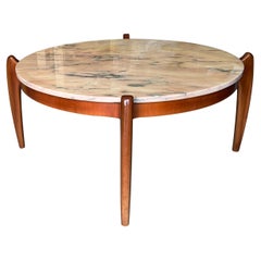 Round Mid-Century Modern Pink Marble Coffee Table, Porto Rosé, 1960s Germany