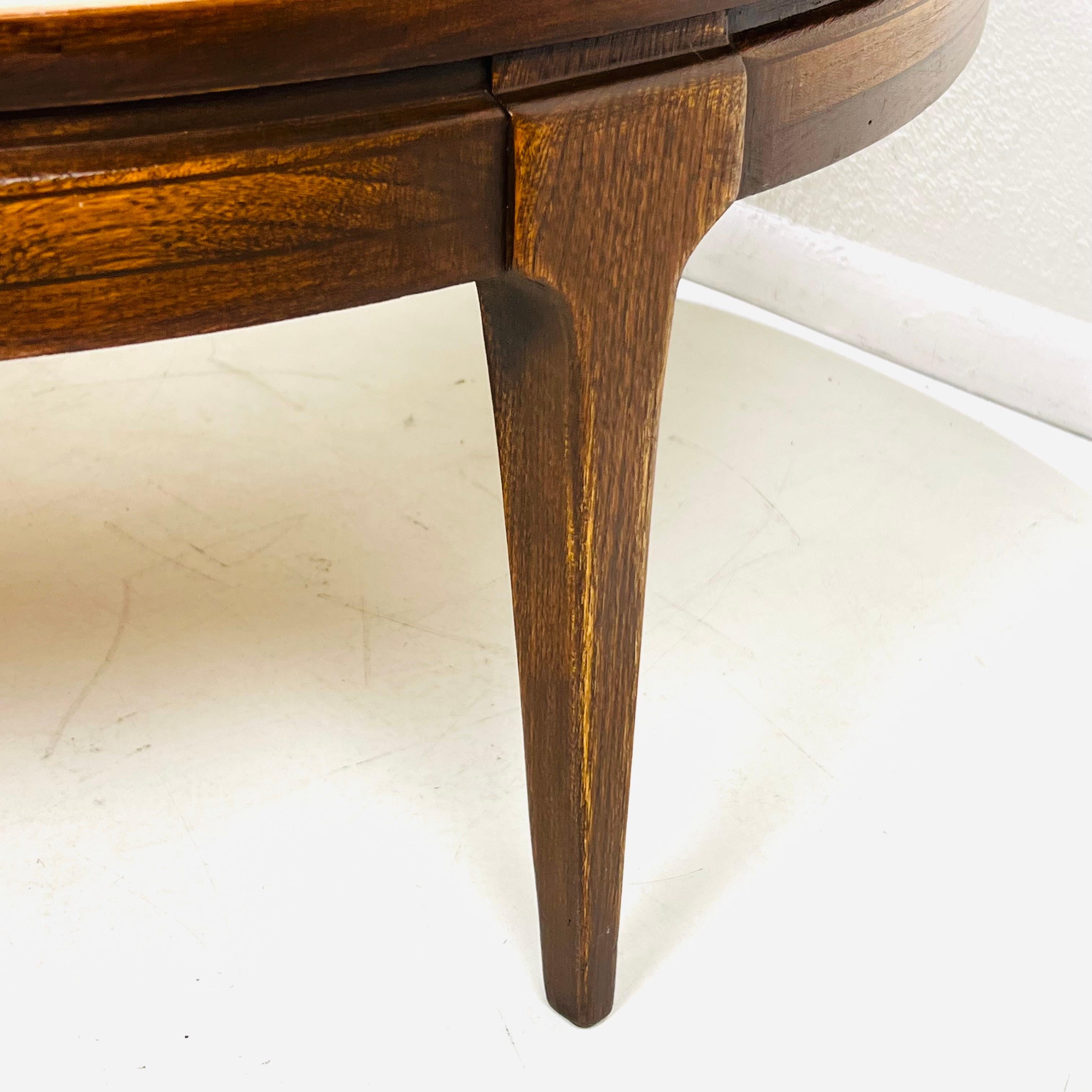 Round Mid Century Modern Walnut Coffee Table For Sale 11