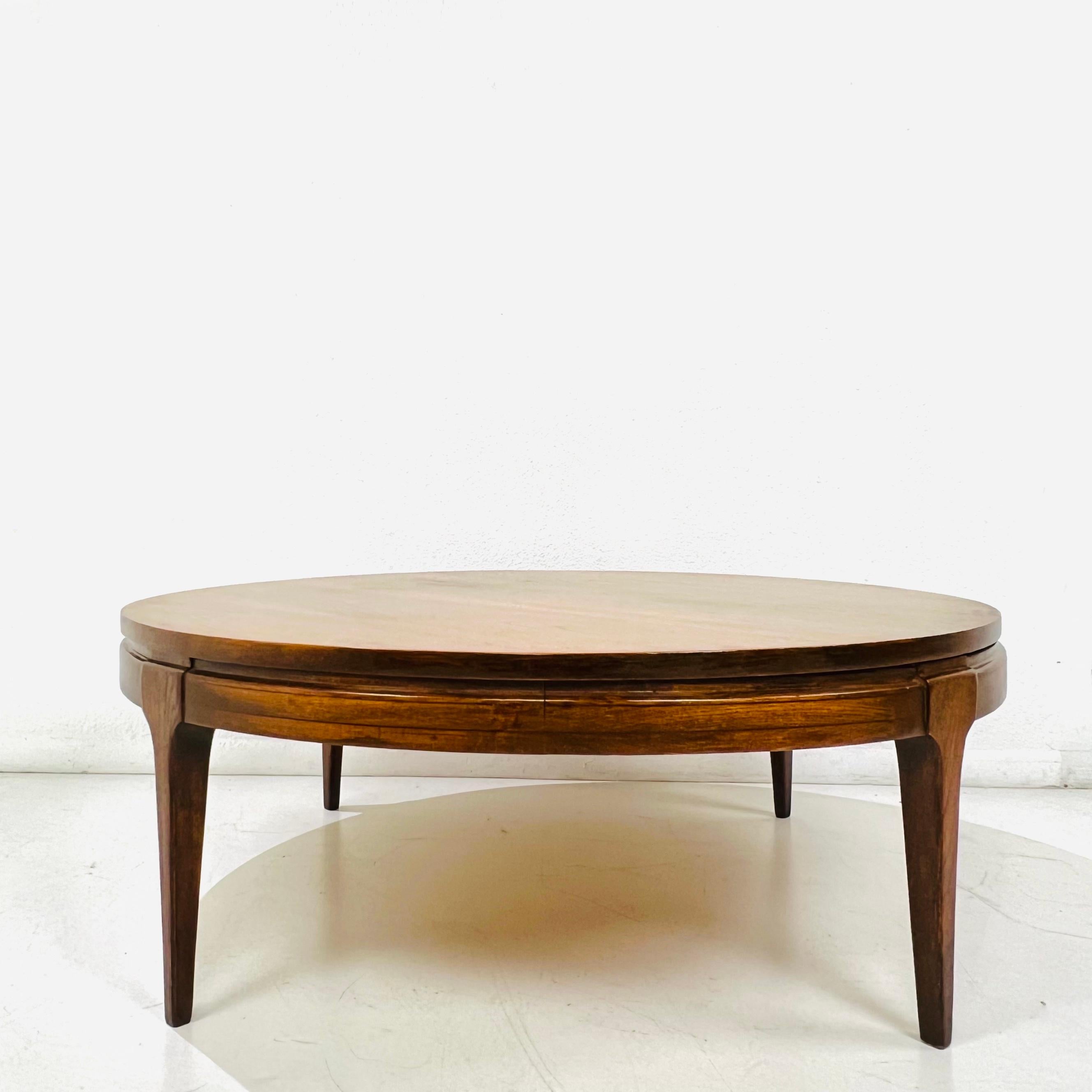 Mid-Century Modern Round Mid Century Modern Walnut Coffee Table For Sale